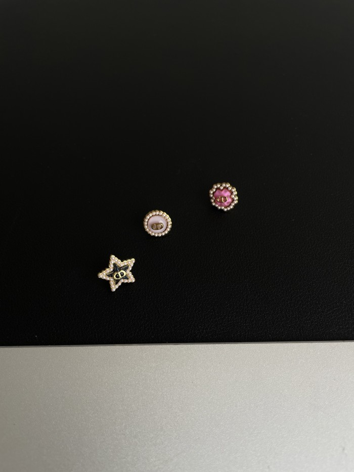 NIGO Dior Women's How Many Stars Round Clover Decoration Metal Stud Earrings Jewelry #nigo75775