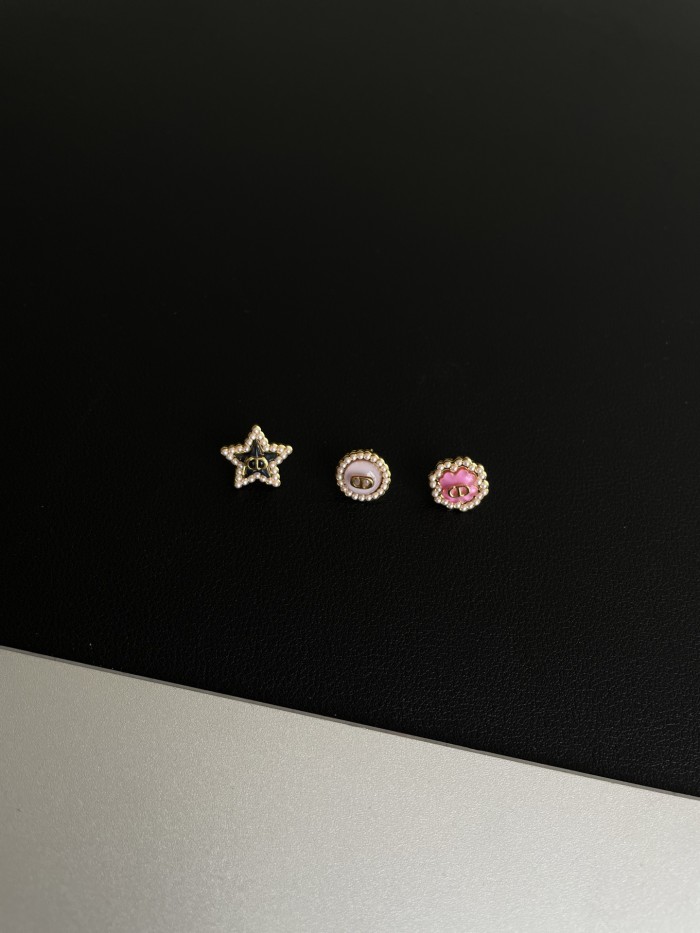 NIGO Dior Women's How Many Stars Round Clover Decoration Metal Stud Earrings Jewelry #nigo75775