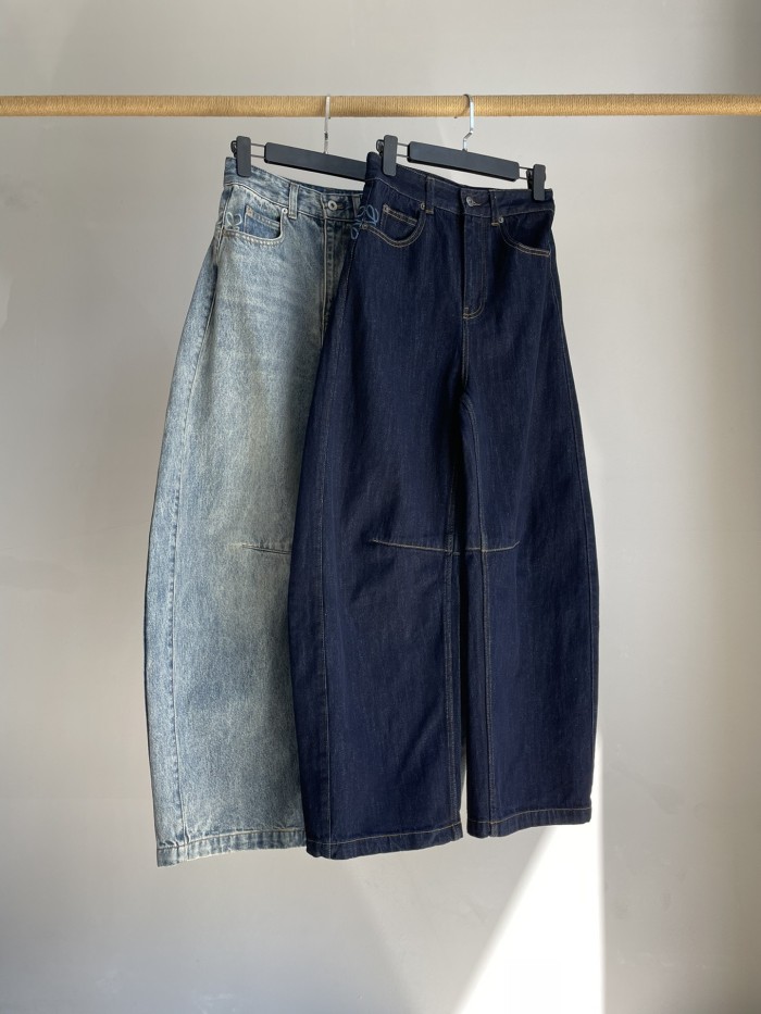 NIGO Loewe Women's Spring and Autumn Logo Print Pocket Zipper Loose Solid Color Jeans Pants #nigo75774