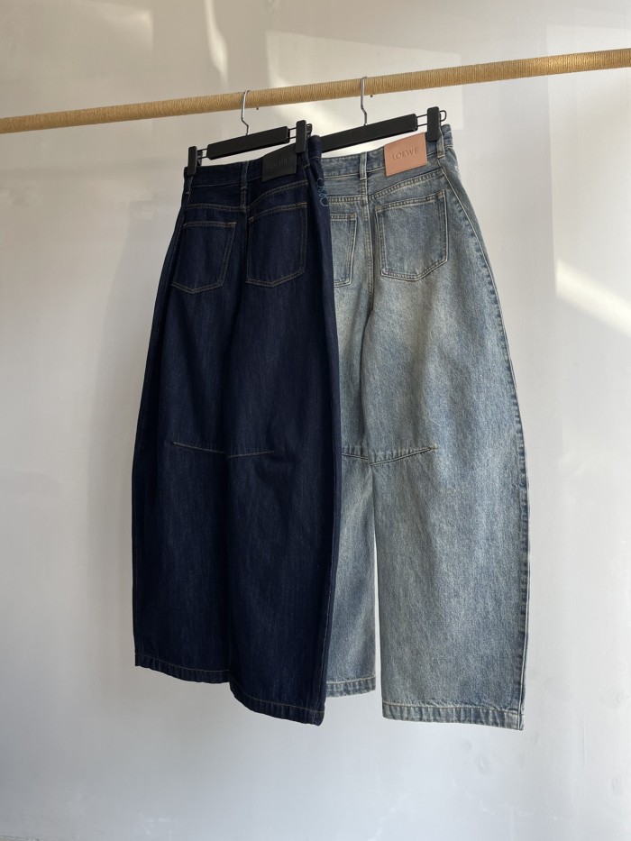 NIGO Loewe Women's Spring and Autumn Logo Print Pocket Zipper Loose Solid Color Jeans Pants #nigo75774