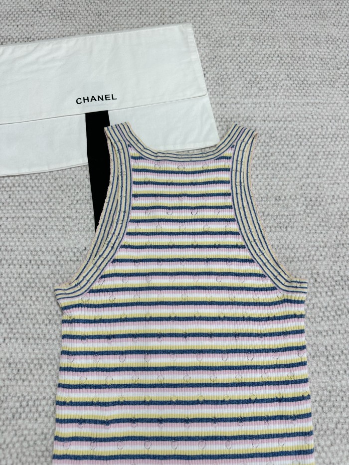 NIGO Chanel Women's Summer Striped Floor Length Letter Knit Sleeveless Dress #nigo75781