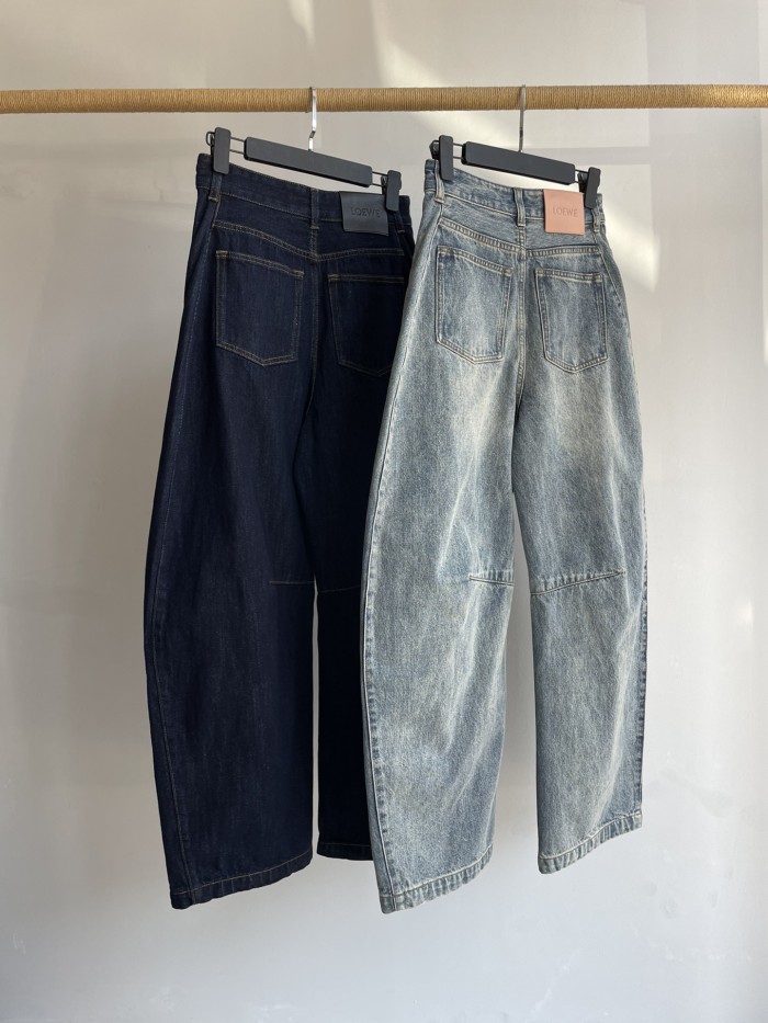 NIGO Loewe Women's Spring and Autumn Logo Print Pocket Zipper Loose Solid Color Jeans Pants #nigo75774