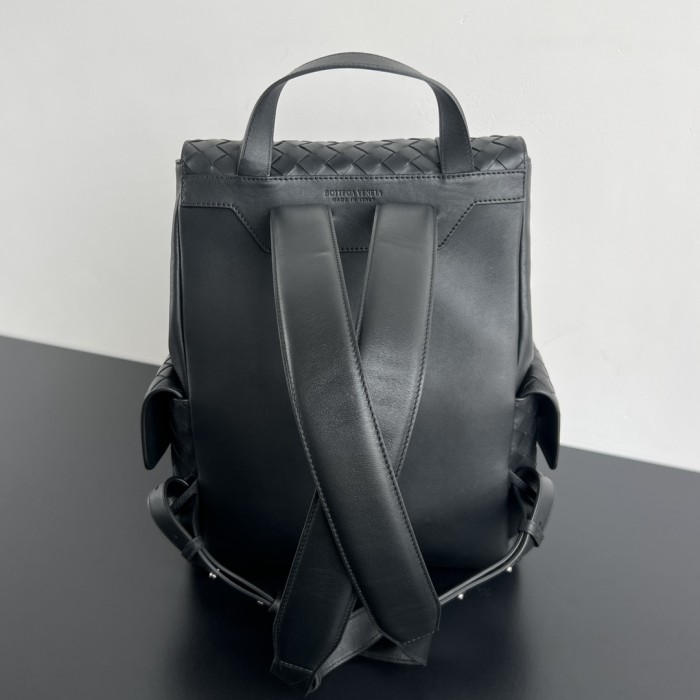 NIGO Bottega Veneta Back To School Men's Solid Color Flap Closure Woven Cowhide Leather Shoulder Bag Backpack Rucksack Bags #nigo75798
