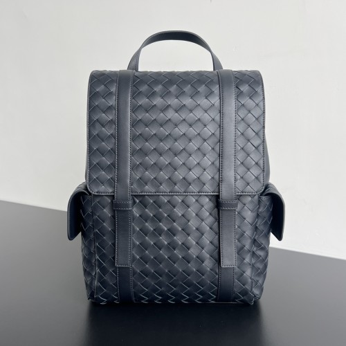 NIGO Bottega Veneta Back To School Men's Solid Color Flap Closure Woven Cowhide Leather Shoulder Bag Backpack Rucksack Bags #nigo75798