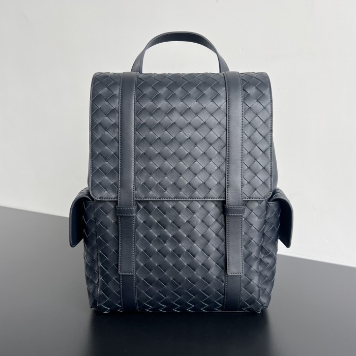 NIGO Bottega Veneta Back To School Men's Solid Color Flap Closure Woven Cowhide Leather Shoulder Bag Backpack Rucksack Bags #nigo75798