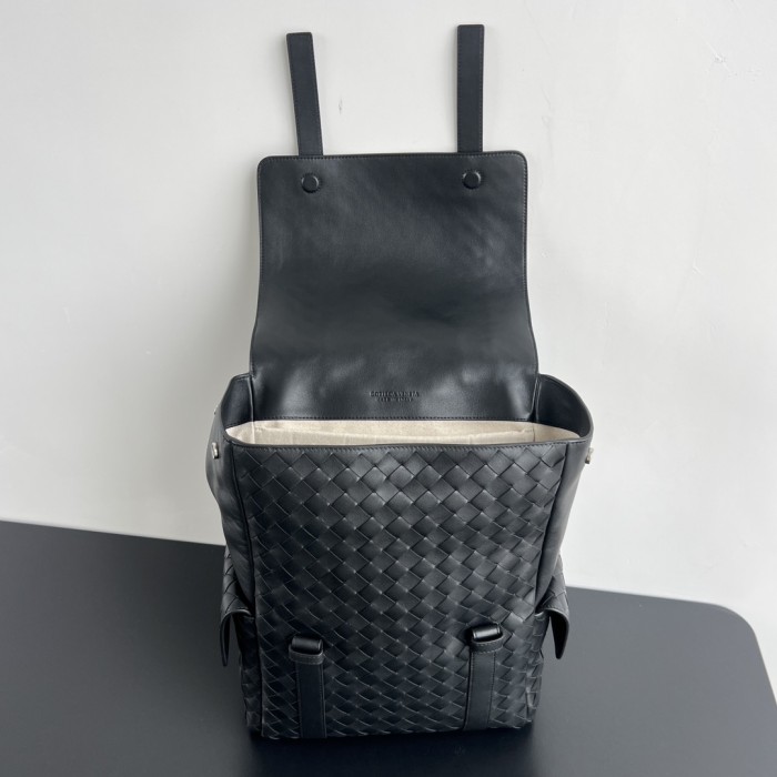 NIGO Bottega Veneta Back To School Men's Solid Color Flap Closure Woven Cowhide Leather Shoulder Bag Backpack Rucksack Bags #nigo75798