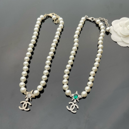 NIGO Chanel Women's Pentagram Water Drop Decoration Double C Pendant Pearl Necklace Jewelry #nigo75824