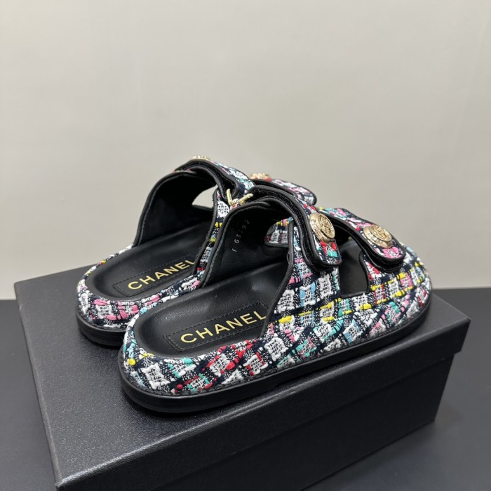 NIGO Chanel Women's Summer Solid Color Leather Round Toe Velcro Sandals Shoes #nigo75837