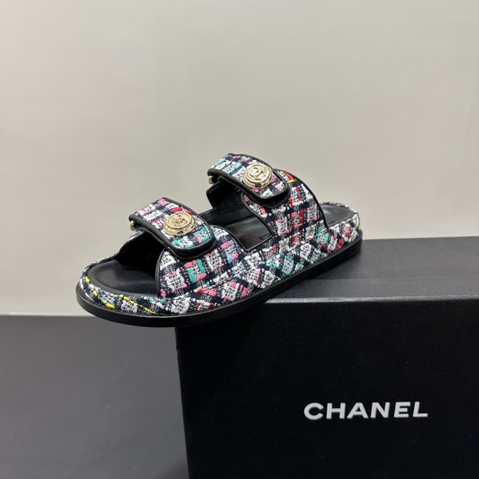 NIGO Chanel Women's Summer Solid Color Leather Round Toe Velcro Sandals Shoes #nigo75837
