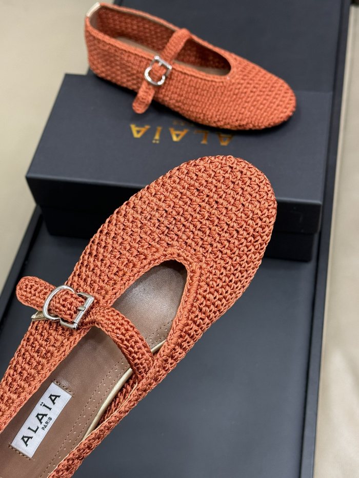 NIGO Alaia Women's Summer Solid Color Round Toe Buckle Braided Flat Ballet Shoes #nigo75867