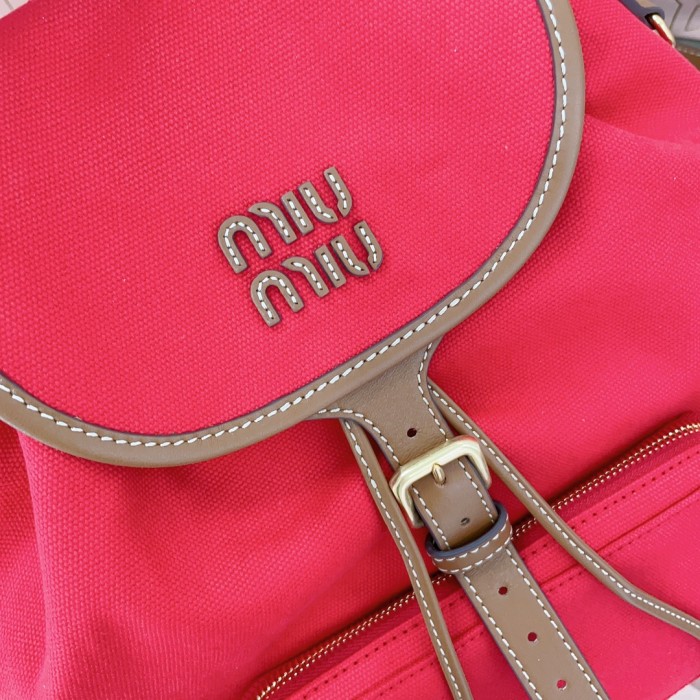 NIGO MiuMiu Women's Solid Color Canvas Patchwork Cowhide Shoulder Bag Backpacks Bags #nigo75843