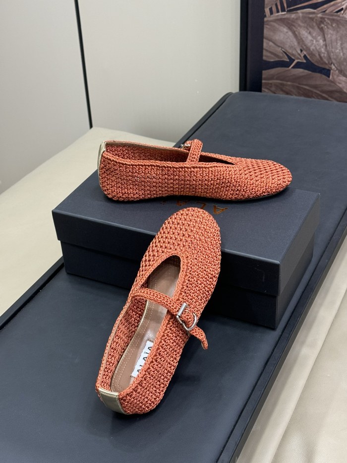 NIGO Alaia Women's Summer Solid Color Round Toe Buckle Braided Flat Ballet Shoes #nigo75867