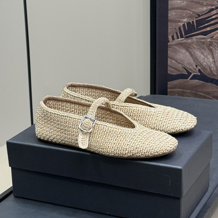 NIGO Alaia Women's Summer Solid Color Round Toe Buckle Braided Flat Ballet Shoes #nigo75867