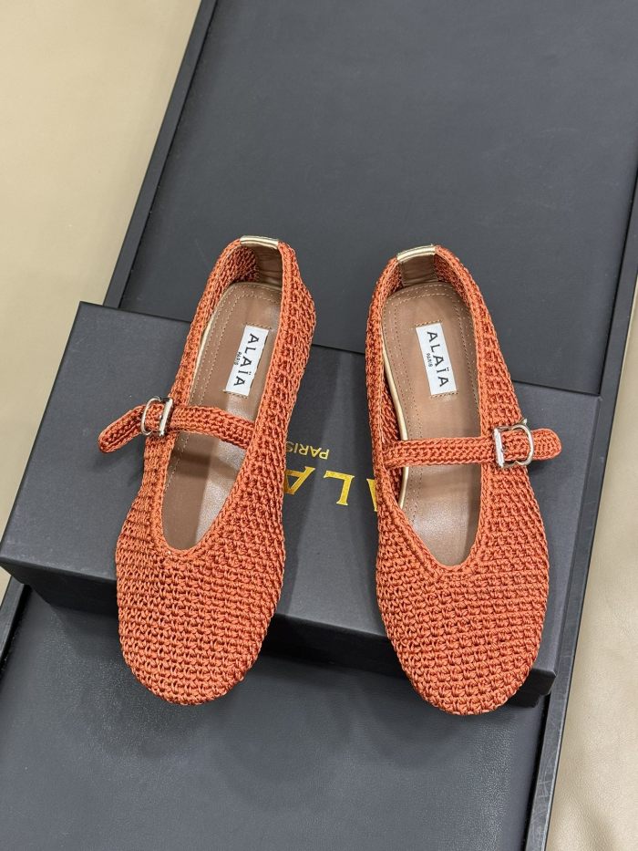 NIGO Alaia Women's Summer Solid Color Round Toe Buckle Braided Flat Ballet Shoes #nigo75867