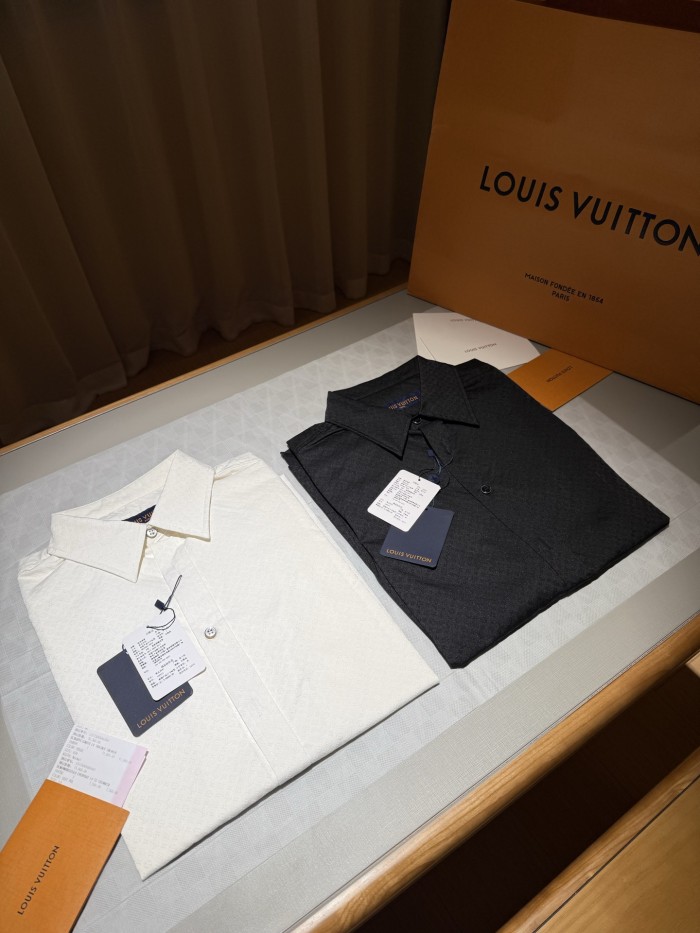 NIGO Louis Vuitton Men's Spring And Summer Solid Color Letter Print Silk Single Breasted Long Sleeved Shirt #nigo75855