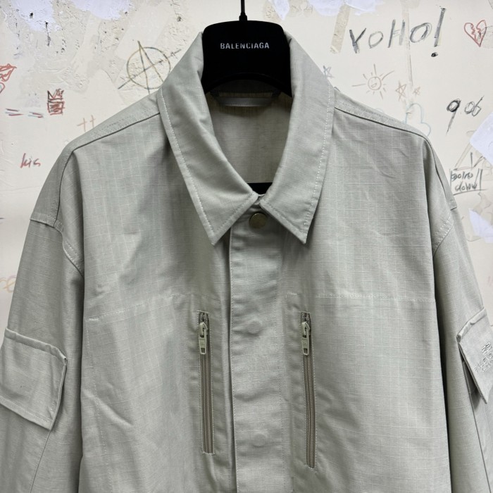 NIGO Balenciaga Men's Spring And Summer Solid Color Zipper Pocket Single Breasted Long Sleeve Shirt #nigo75849