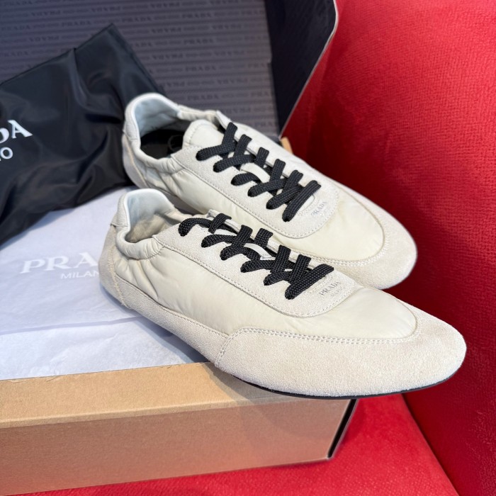 NIGO Prada Collapse Women's Spring Autumn Solid Color Recycled Nylon & Suede Lace Up Sneakers Shoes #nigo75859