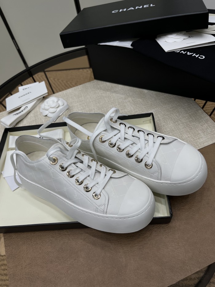 NIGO Chanel Women's Four Seasons Solid Color Diamond Check Print Round Toe Lace Up Shoes Boots #nigo75862