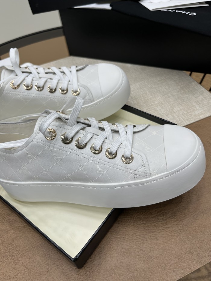 NIGO Chanel Women's Four Seasons Solid Color Diamond Check Print Round Toe Lace Up Shoes Boots #nigo75862