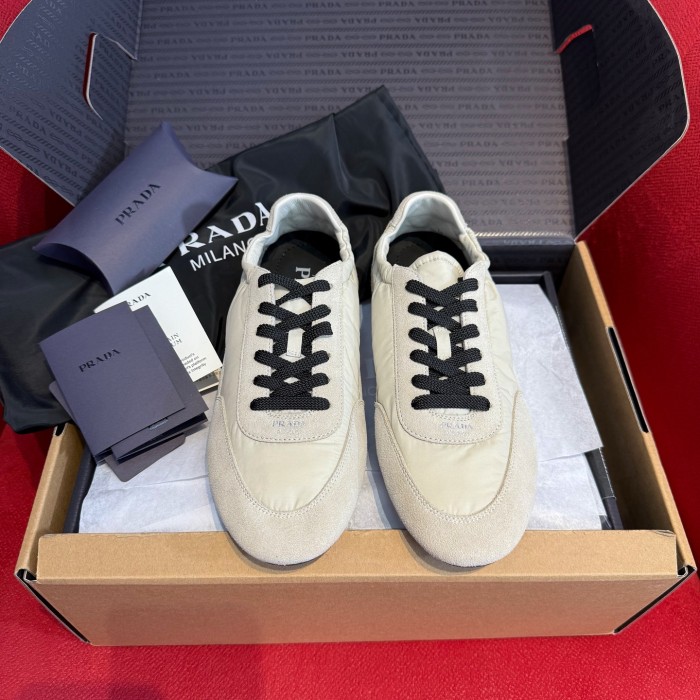 NIGO Prada Collapse Women's Spring Autumn Solid Color Recycled Nylon & Suede Lace Up Sneakers Shoes #nigo75859