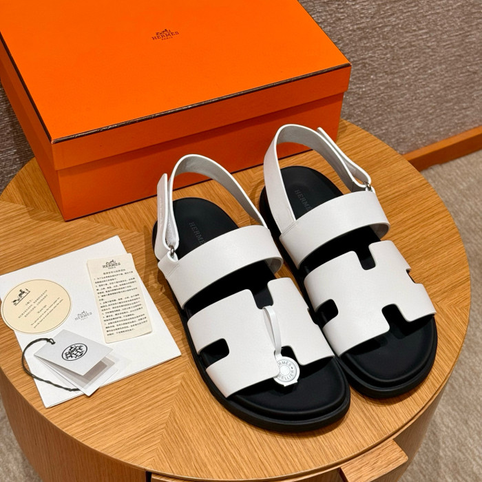 NIGO Hermes Men's Summer Solid Color Calfskin Suede Velcro Sandals Shoes #nigo75865