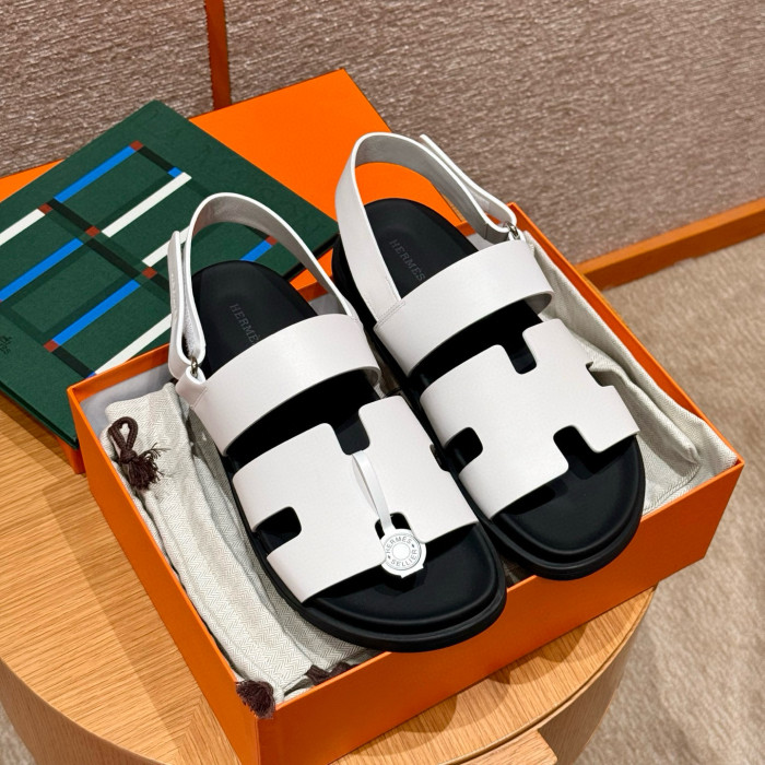 NIGO Hermes Men's Summer Solid Color Calfskin Suede Velcro Sandals Shoes #nigo75865