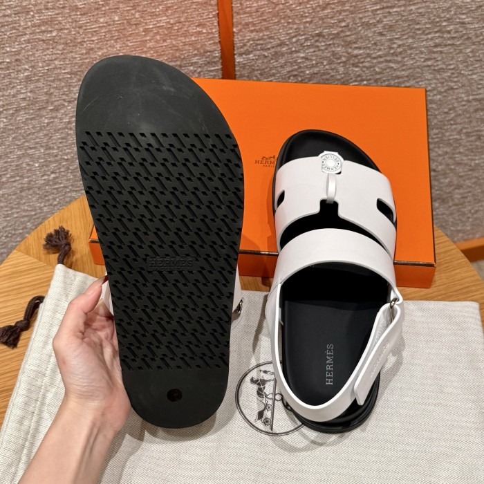 NIGO Hermes Men's Summer Solid Color Calfskin Suede Velcro Sandals Shoes #nigo75865
