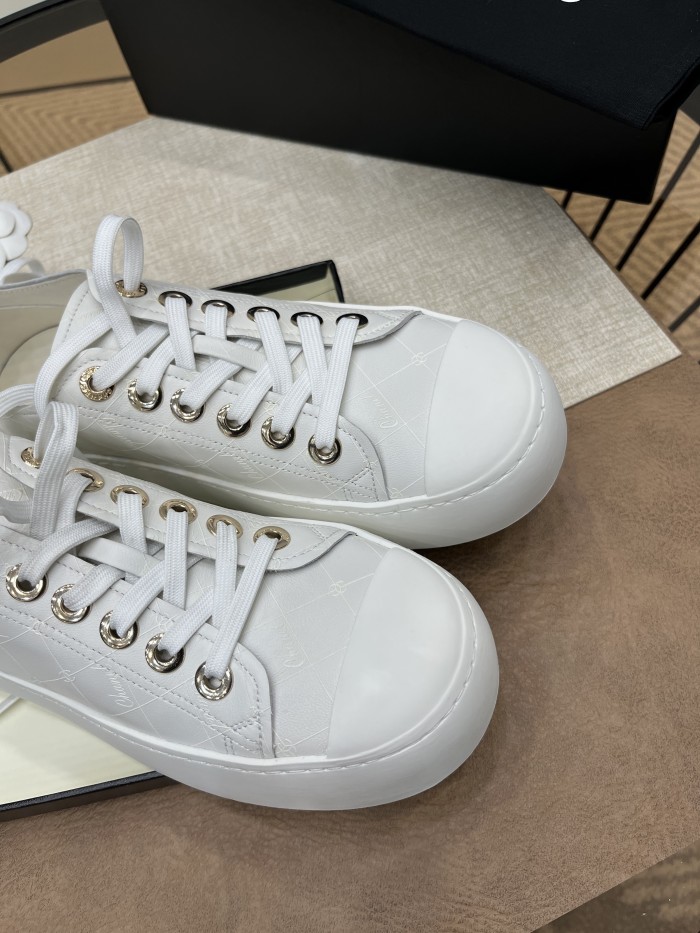 NIGO Chanel Women's Four Seasons Solid Color Diamond Check Print Round Toe Lace Up Shoes Boots #nigo75862