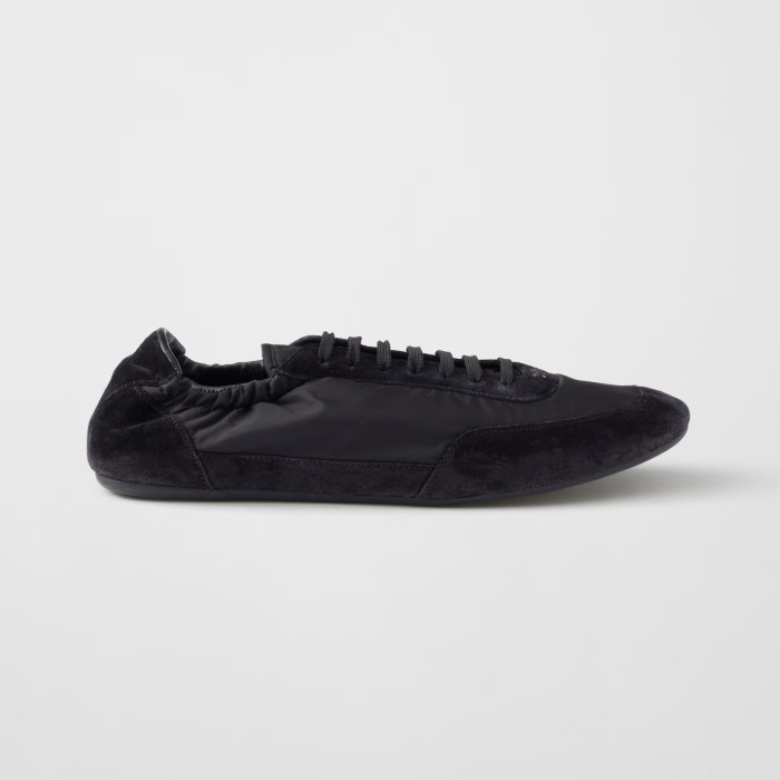 NIGO Prada Collapse Women's Spring Autumn Solid Color Recycled Nylon & Suede Lace Up Sneakers Shoes #nigo75859