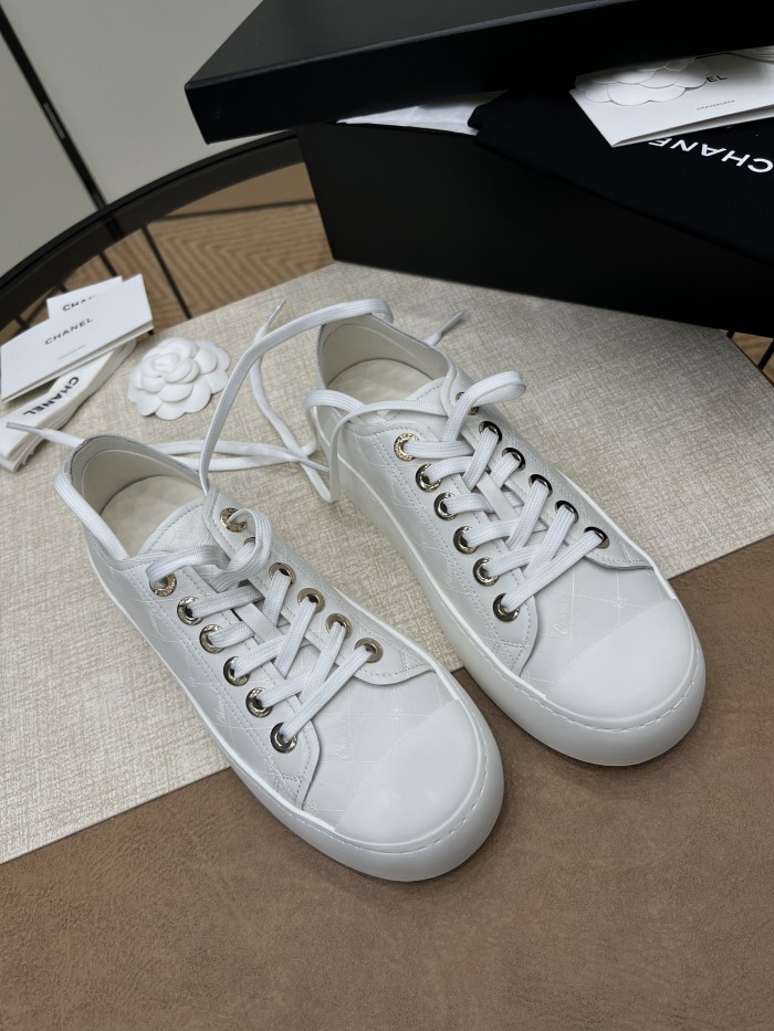 NIGO Chanel Women's Four Seasons Solid Color Diamond Check Print Round Toe Lace Up Shoes Boots #nigo75862