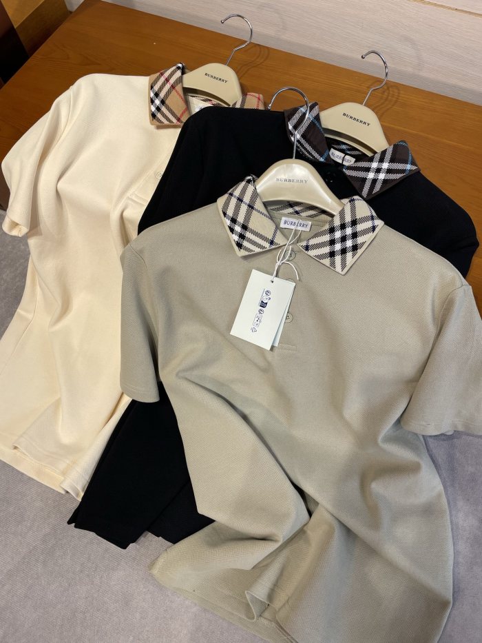 NIGO Burberry Men's Summer Check Printed Polo Neck Solid Color Short Sleeve T-Shirt #nigo75868