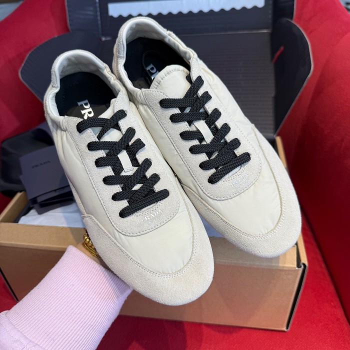 NIGO Prada Collapse Women's Spring Autumn Solid Color Recycled Nylon & Suede Lace Up Sneakers Shoes #nigo75859