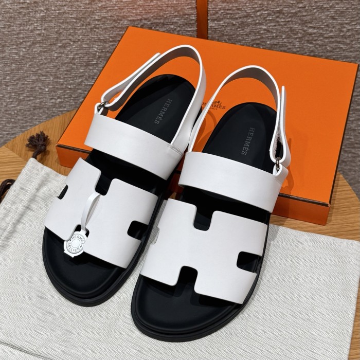 NIGO Hermes Men's Summer Solid Color Calfskin Suede Velcro Sandals Shoes #nigo75865