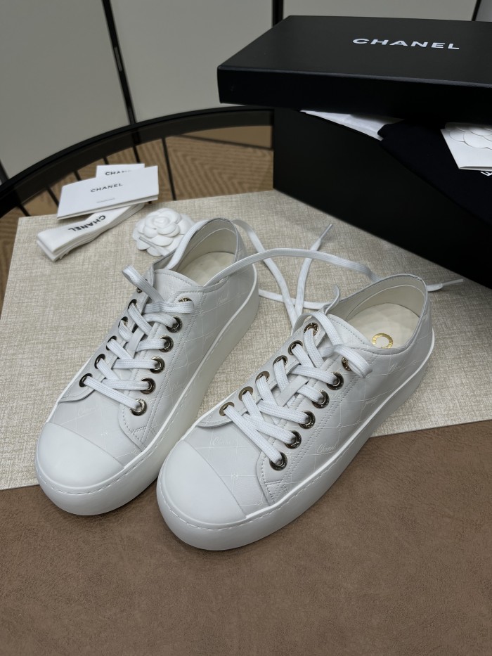 NIGO Chanel Women's Four Seasons Solid Color Diamond Check Print Round Toe Lace Up Shoes Boots #nigo75862