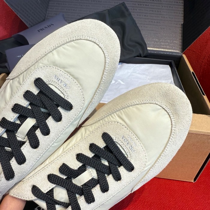 NIGO Prada Collapse Women's Spring Autumn Solid Color Recycled Nylon & Suede Lace Up Sneakers Shoes #nigo75859