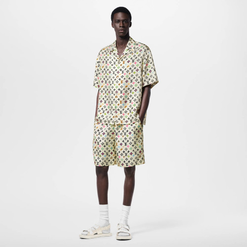 NIGO Louis Vuitton x Tyler MONOGRAM Printed Single-Breasted Mulberry Silk Loose Solid Color Summer Short Sleeve Shirt #nigo71978