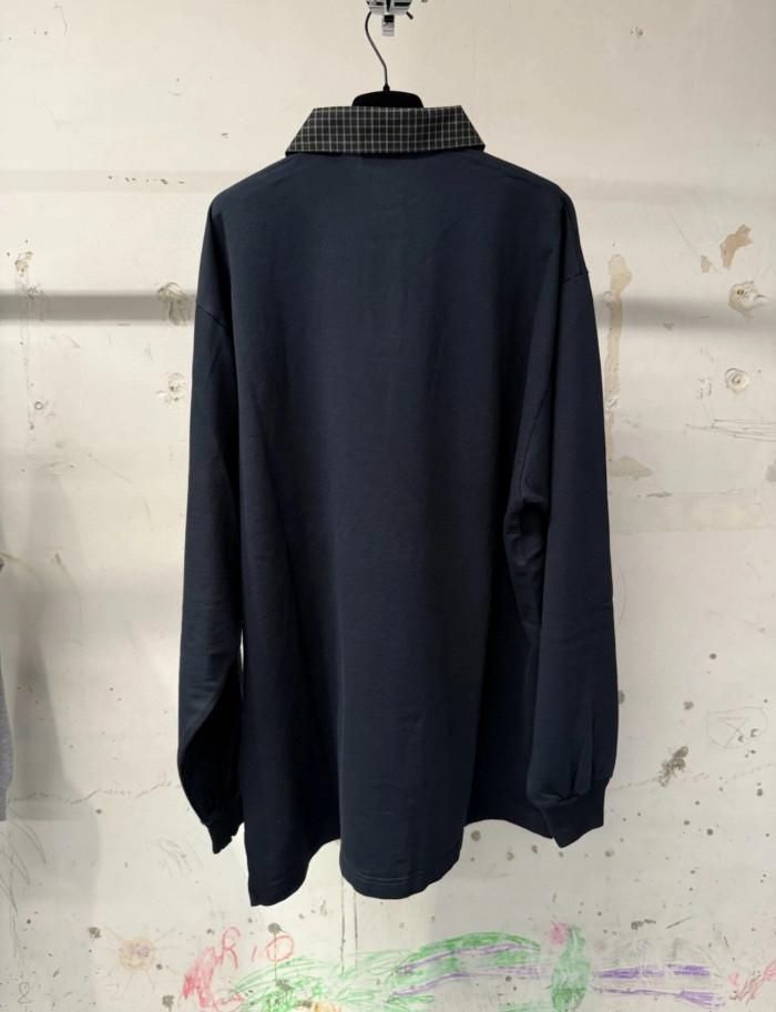 NIGO Balenciaga Men's Spring/Summer Solid Color Plaid Polo Neck Long Sleeve T-Shirt #nigo75897