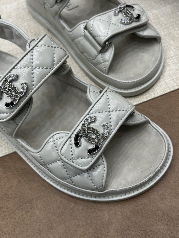 NIGO Chanel Women's Summer Solid Color Leather Round Toe Velcro Sandals Shoes #nigo75875