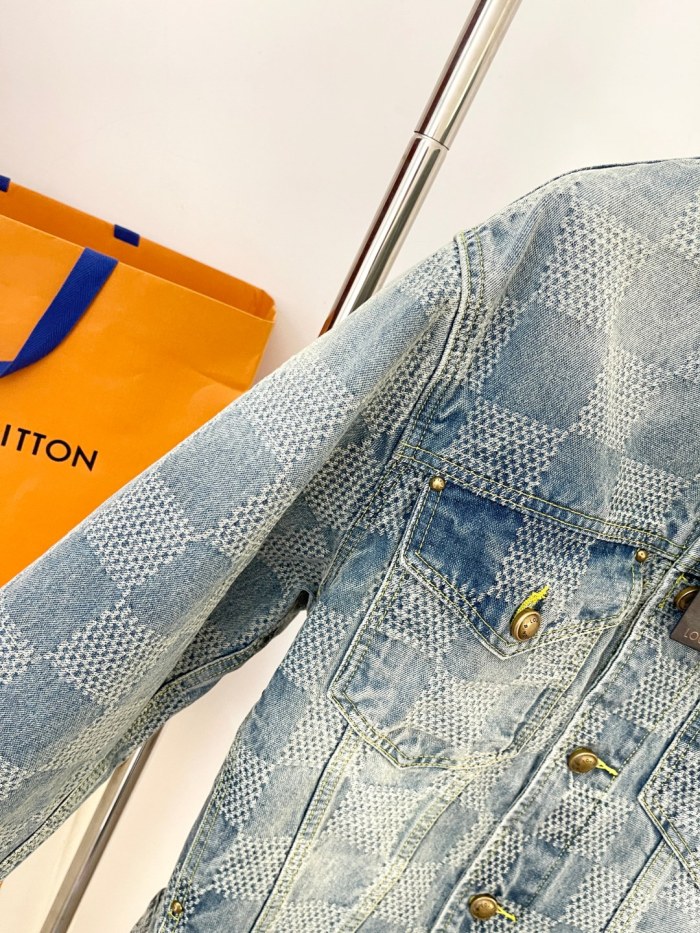 NIGO Louis Vuitton Men's Spring And Fall Checkerboard Print Single Breasted Long Sleeved Denim Jacket Button Jeans Pants Suit Set #nigo75884