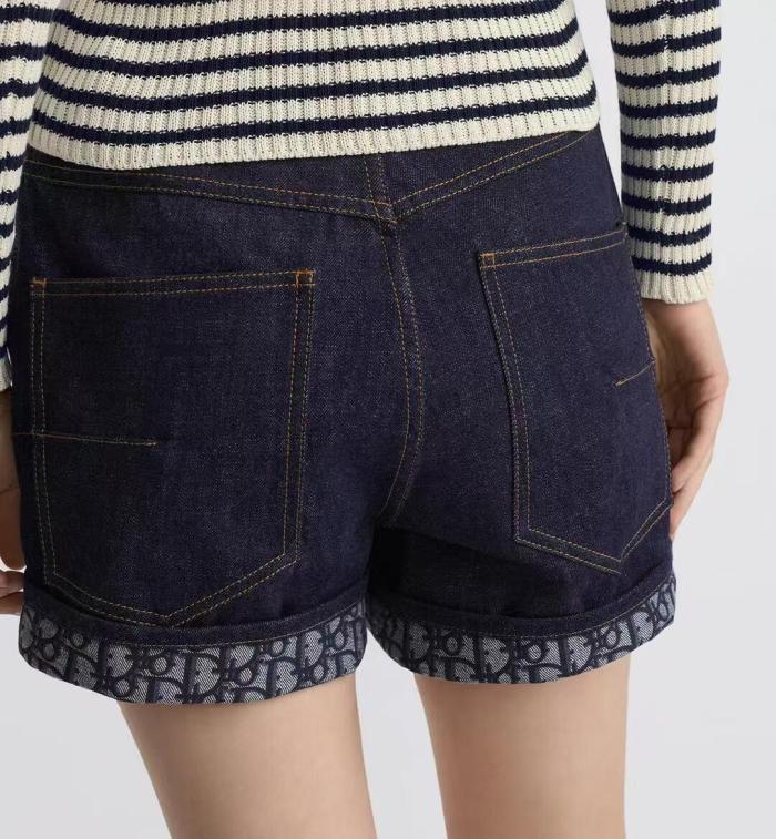 NIGO Dior Women's Summer Monogrammed Blue Denim Shorts #nigo75874