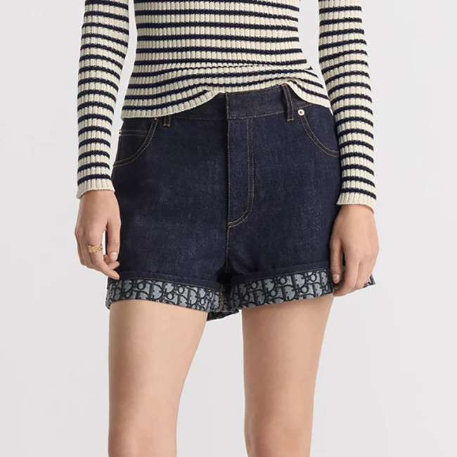 NIGO Dior Women's Summer Monogrammed Blue Denim Shorts #nigo75874