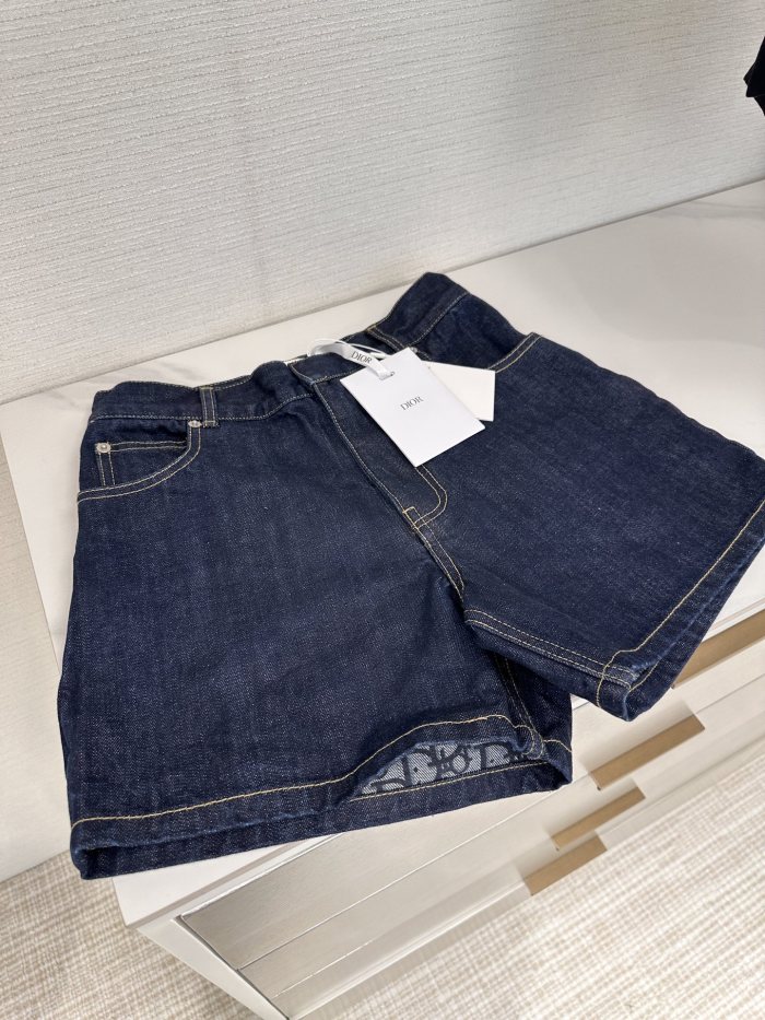 NIGO Dior Women's Summer Monogrammed Blue Denim Shorts #nigo75874