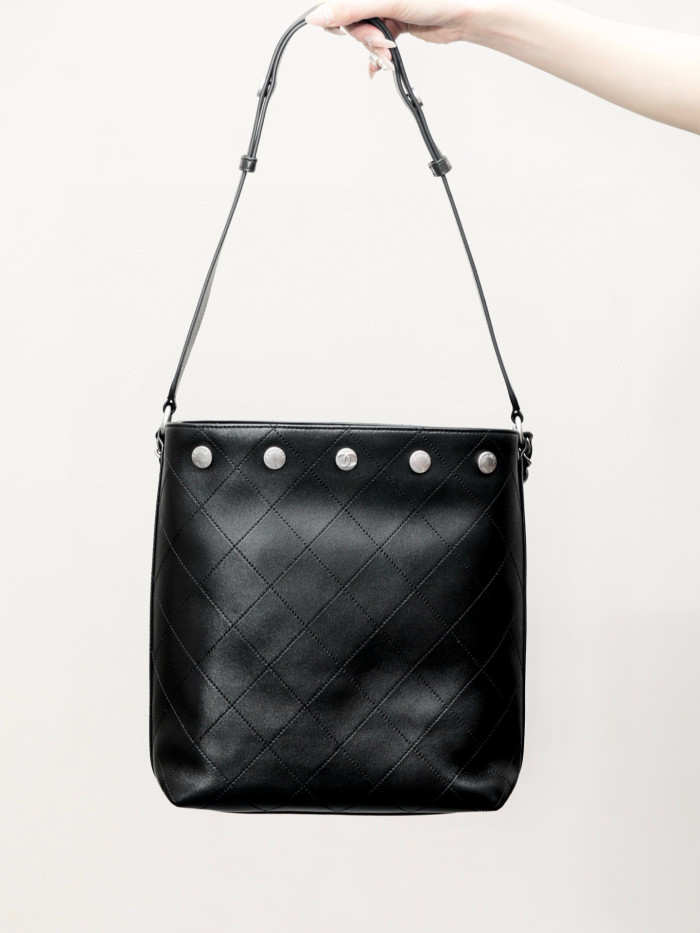NIGO Chanel Women's Letter Logo Lattice Drawstring Closure Calfskin Mini Shoulder Crossbody Bag Bags #nigo75892