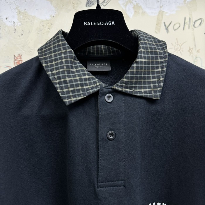 NIGO Balenciaga Men's Spring/Summer Solid Color Plaid Polo Neck Long Sleeve T-Shirt #nigo75897