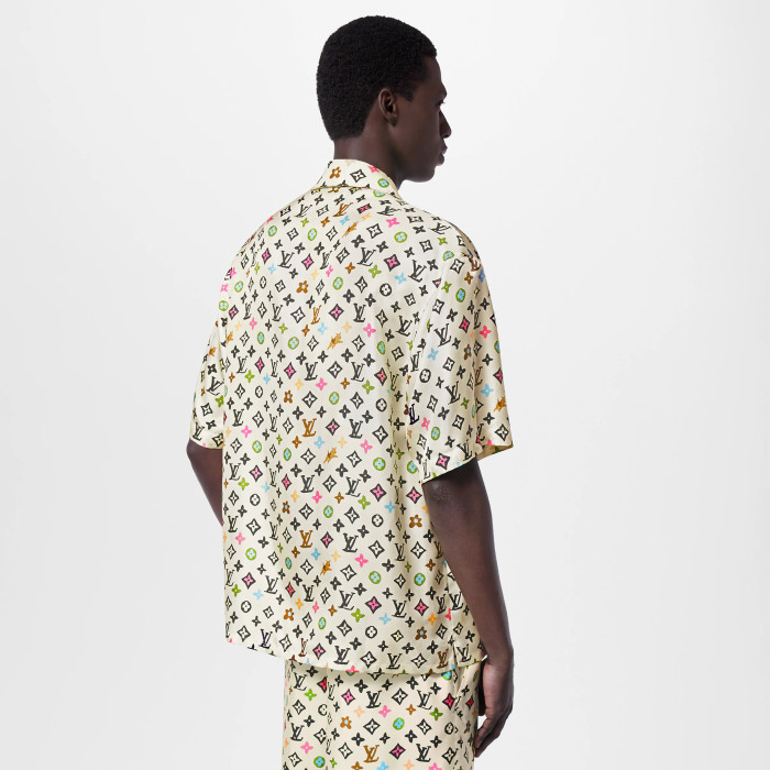 NIGO Louis Vuitton x Tyler MONOGRAM Printed Single-Breasted Mulberry Silk Loose Solid Color Summer Short Sleeve Shirt #nigo71978
