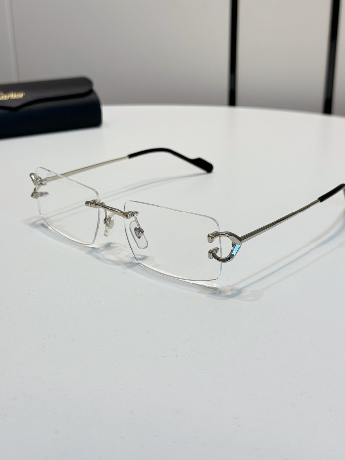 NIGO Cartier Men Women Fashion Solid Color Rimless Rectangular Eyeglasses Casual Metal Flat Lenses Glasses Accessories CT0488O #nigo71979