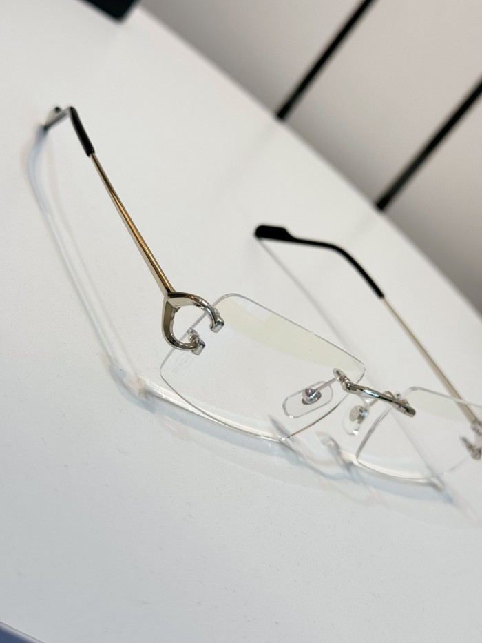 NIGO Cartier Men Women Fashion Solid Color Rimless Rectangular Eyeglasses Casual Metal Flat Lenses Glasses Accessories CT0488O #nigo71979