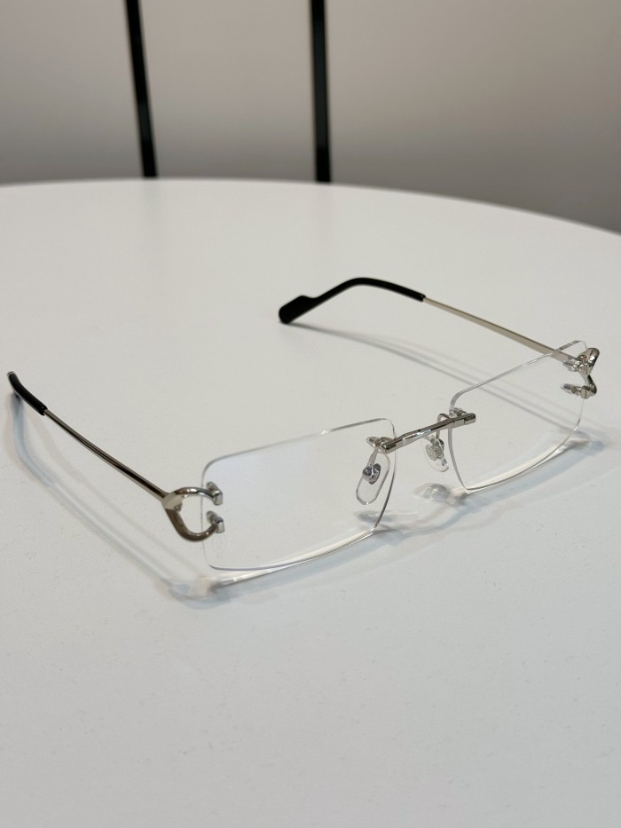 NIGO Cartier Men Women Fashion Solid Color Rimless Rectangular Eyeglasses Casual Metal Flat Lenses Glasses Accessories CT0488O #nigo71979
