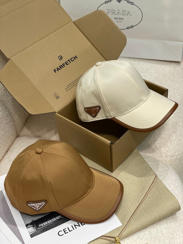 NIGO Prada Men's Metal Triangle Label Logo Solid Color Nylon Patchwork Leather Baseball Cap Hat #nigo75923