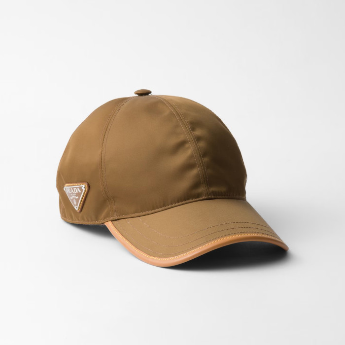 NIGO Prada Men's Metal Triangle Label Logo Solid Color Nylon Patchwork Leather Baseball Cap Hat #nigo75923